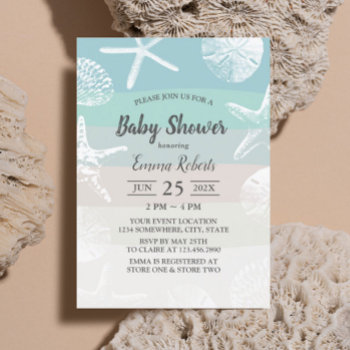 Beach Starfish & Seashells Elegant Baby Shower Invitation by myinvitation at Zazzle