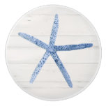 Beach Starfish Shell Modern Blue White Barn Wood Ceramic Knob