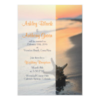Beach Starfish Sunset Wedding Reception Only Invitation