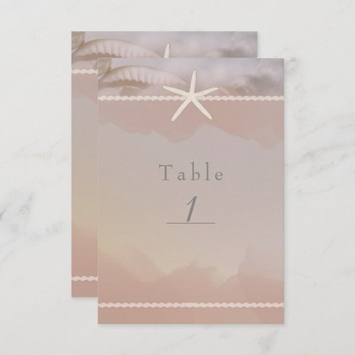 Beach Starfish Taupe Tan Chic Table Number Card