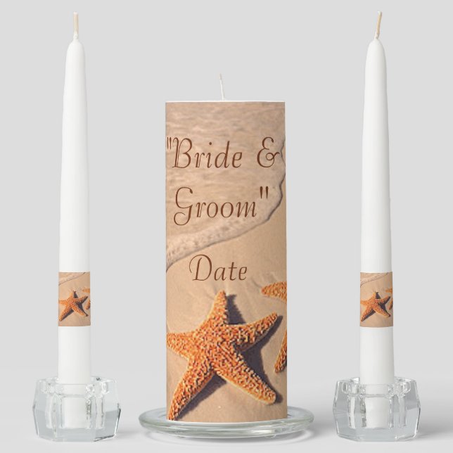Beach Starfish Unity Wedding Candle (Front)