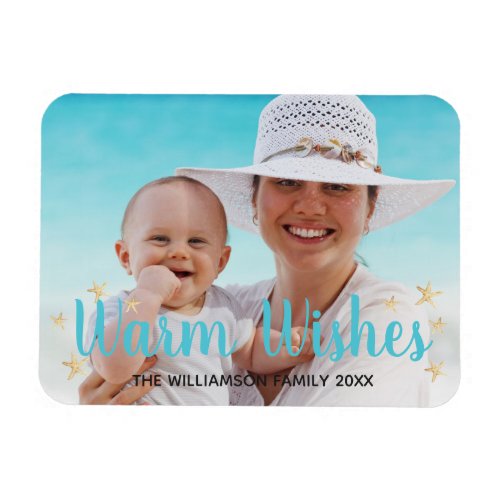 Beach Starfish Warm Wishes Christmas Custom Photo Magnet