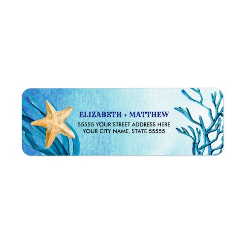 Beach Starfish Watercolor Return Address Labels