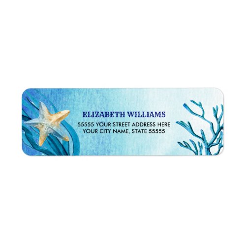 Beach Starfish Watercolor Return Address Labels