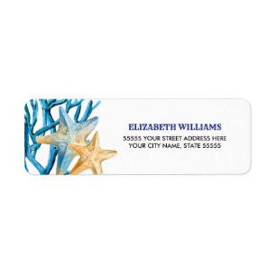 Beach Starfish Watercolor Return Address Labels