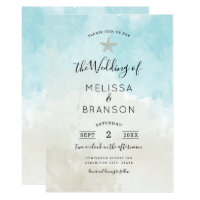 Beach Starfish Watercolor Wedding Invitation