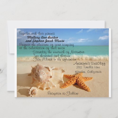 Beach Starfish Wedding Invitiation Customize!! Personalized Announcement