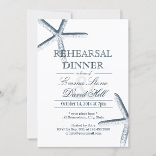 Beach Starfish Wedding Rehearsal Dinner Invitation