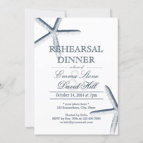 Simple Starfish Rehearsal Dinner Invitations