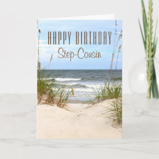 Beach Step-Cousin Birthday Card