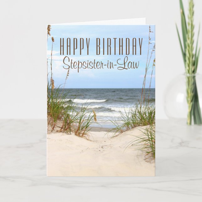 Beach Stepsister-in-Law Birthday Card (Front)