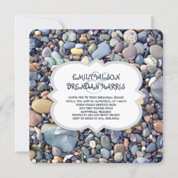 Beach Stones Casual Rehearsal Dinner Invitations by sandpiperWedding at Zazzle