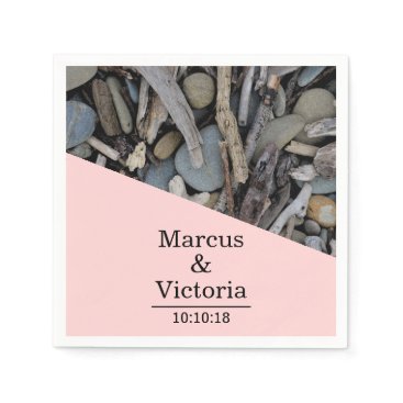 Beach Stones Driftwood Wedding Paper Napkin Beach Stones Driftwood Wedding Paper Napkin