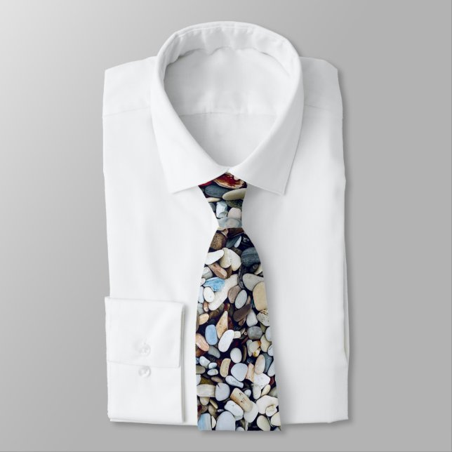 Beach Stones Pebbles Neck Tie (Tied)