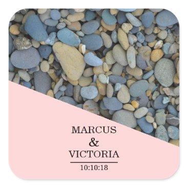 Beach Stones Pebbles Wedding Square Sticker Beach Stones Pebbles Wedding Square Sticker