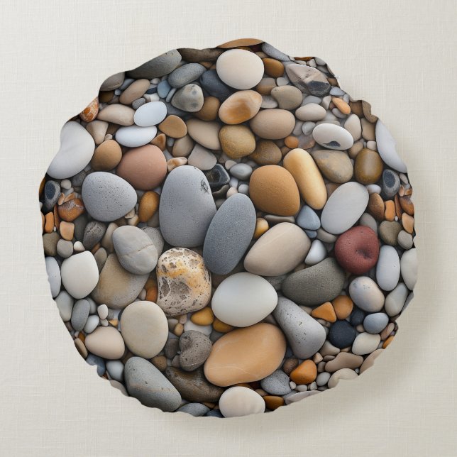 Beach Stones Round Pillow (Back)