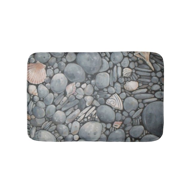 Beach Stones Shells Pebbles Rocks Painting Art Bathroom Mat (Front)
