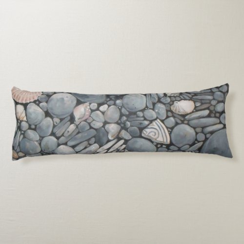 Beach Stones Shells Pebbles Rocks Painting Art Body Pillow