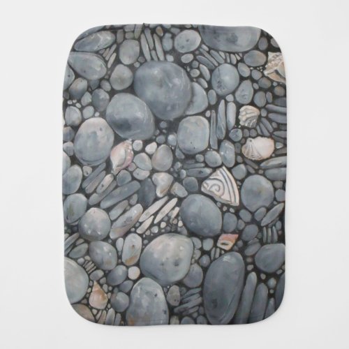 Beach Stones Shells Pebbles Rocks Painting Art Burp Cloth