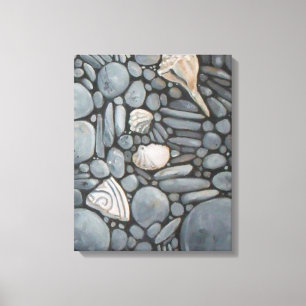 Beach Stones Shells Pebbles Rocks Painting Art Canvas Print