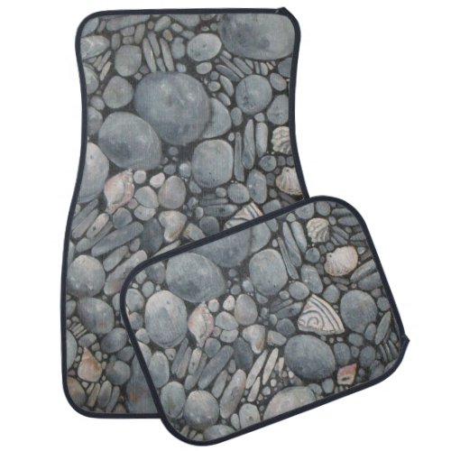 Beach Stones Shells Pebbles Rocks Painting Art Car Floor Mat