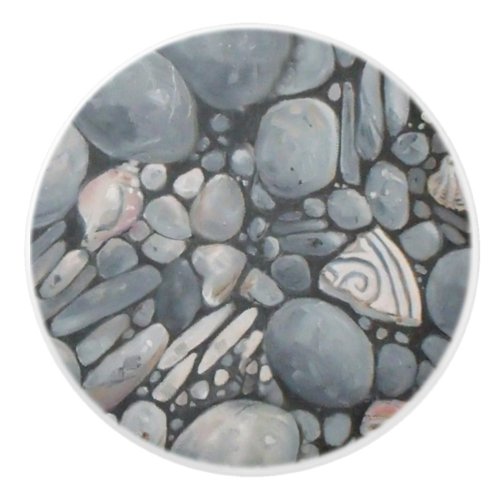 Beach Stones Shells Pebbles Rocks Painting Art Ceramic Knob
