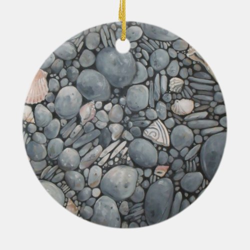 Beach Stones Shells Pebbles Rocks Painting Art Ceramic Ornament