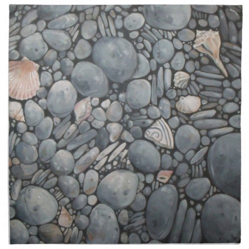 Beach Stones Shells Pebbles Rocks Painting Art Cloth Napkin