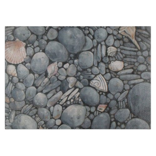 Beach Stones Shells Pebbles Rocks Painting Art Cutting Board