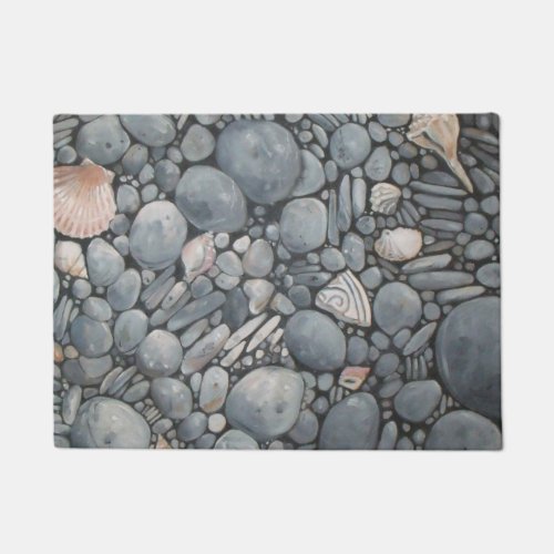 Beach Stones Shells Pebbles Rocks Painting Art Doormat