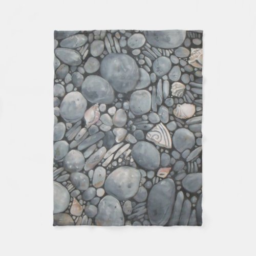 Beach Stones Shells Pebbles Rocks Painting Art Fleece Blanket