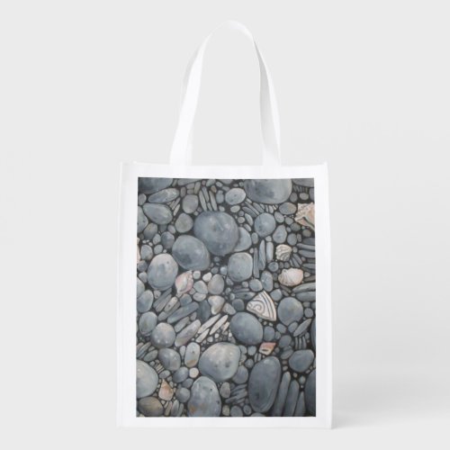 Beach Stones Shells Pebbles Rocks Painting Art Grocery Bag