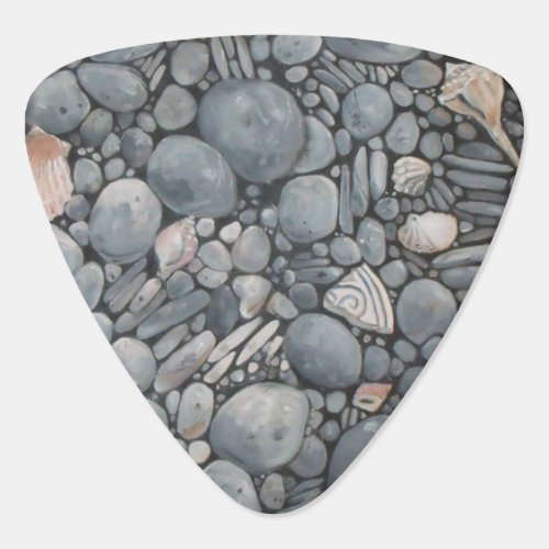 Beach Stones Shells Pebbles Rocks Painting Art Guitar Pick