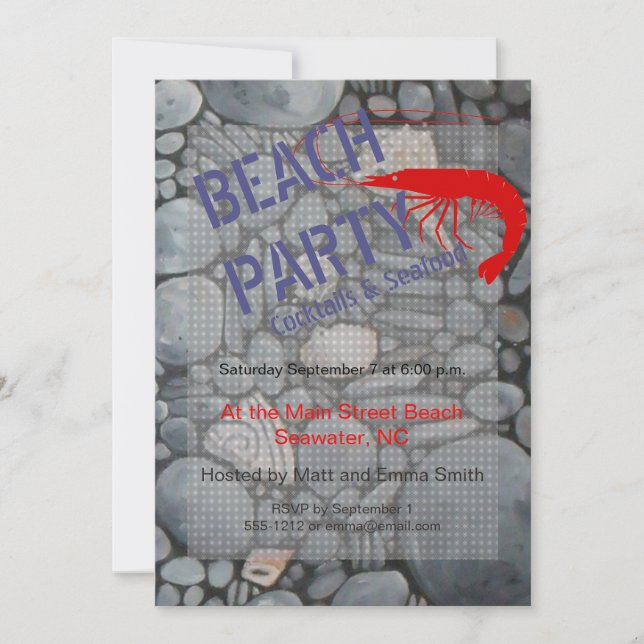 Beach Stones Shells Pebbles Rocks Painting Art Invitation (Front)