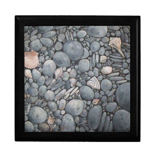Beach Stones Shells Pebbles Rocks Painting Art Jewelry Box