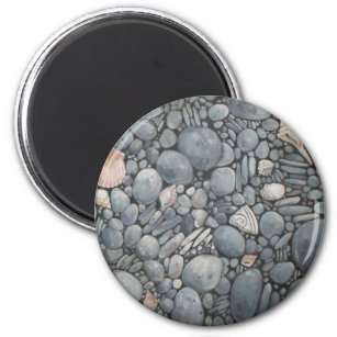 Beach Stones Shells Pebbles Rocks Painting Art Magnet