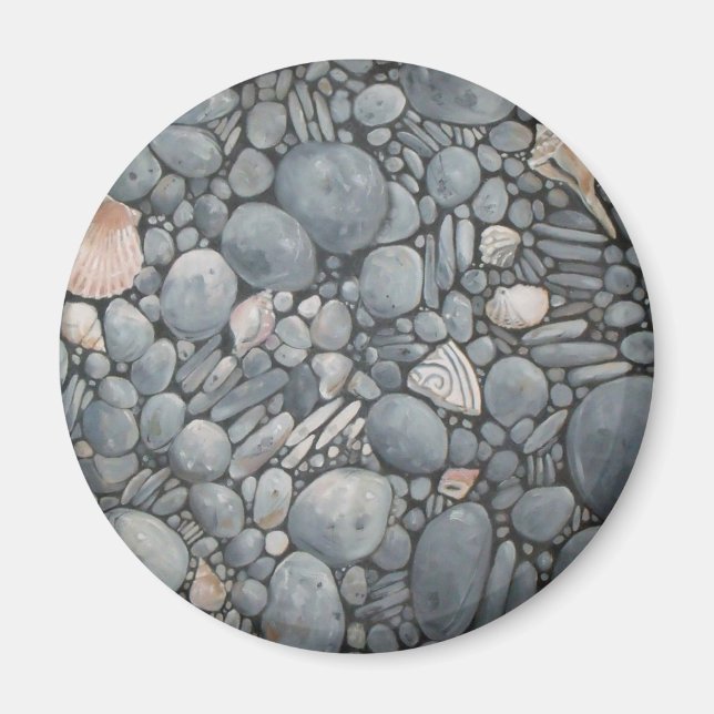 Beach Stones Shells Pebbles Rocks Painting Art Magnet (Front)