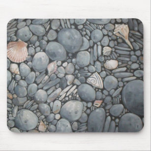 Beach Stones Shells Pebbles Rocks Painting Art Mouse Pad