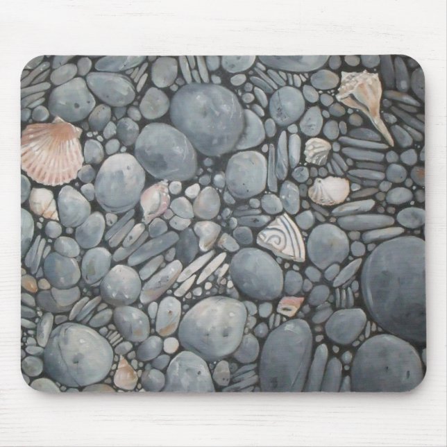 Beach Stones Shells Pebbles Rocks Painting Art Mouse Pad (Front)