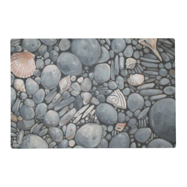 Beach Stones Shells Pebbles Rocks Painting Art Placemat (Front)