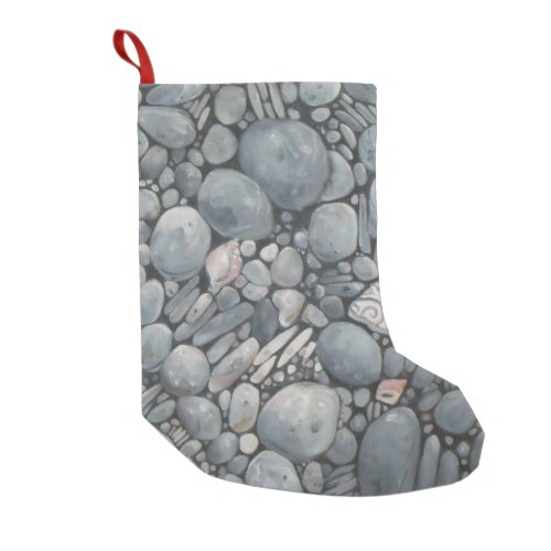 Beach Stones Shells Pebbles Rocks Painting Art Small Christmas Stocking