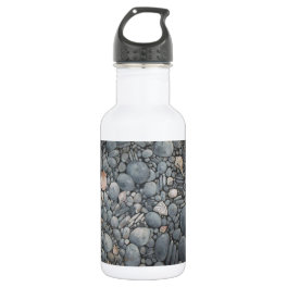Beach Stones Shells Pebbles Rocks Painting Art Stainless Steel Water Bottle