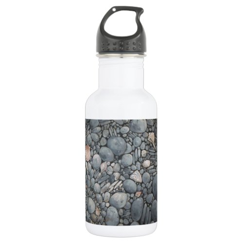 Beach Stones Shells Pebbles Rocks Painting Art Stainless Steel Water Bottle