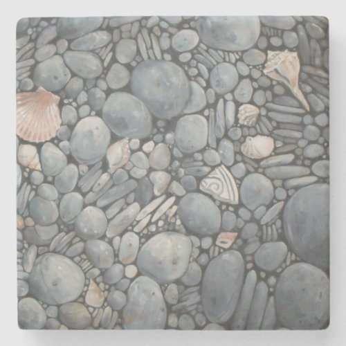 Beach Stones Shells Pebbles Rocks Painting Art Stone Coaster