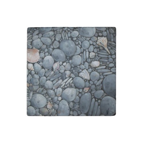 Beach Stones Shells Pebbles Rocks Painting Art Stone Magnet