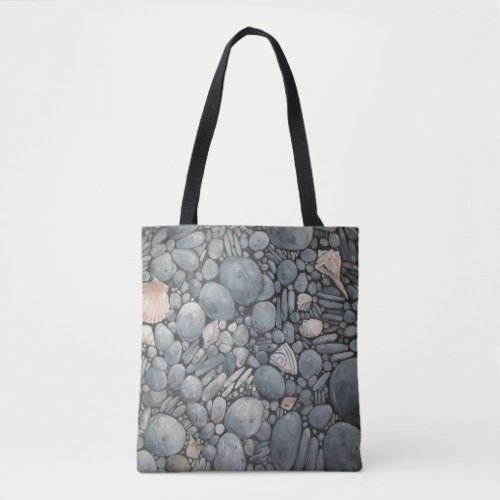 Beach Stones Shells Pebbles Rocks Painting Art Tote Bag