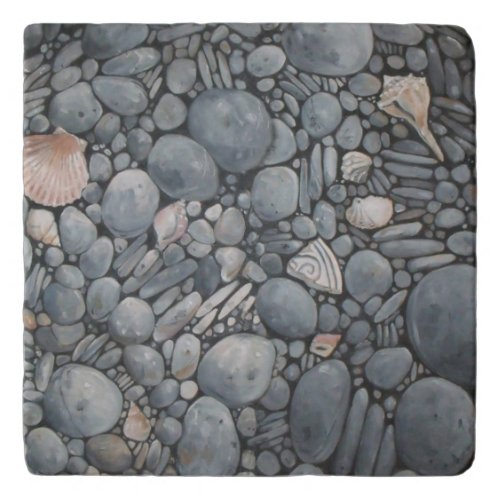 Beach Stones Shells Pebbles Rocks Painting Art Trivet