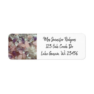 Beach Stones White and Purple Gems Label