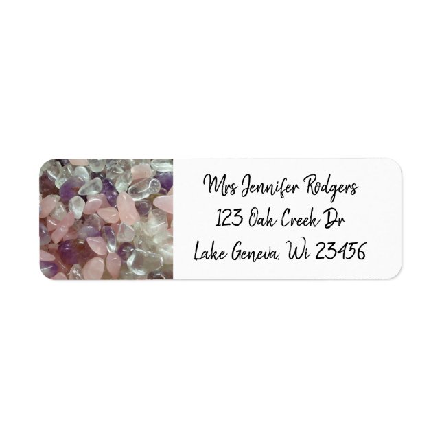 Beach Stones White and Purple Gems Label (Front)