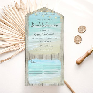 Beach String Lights Coastal Bridal Shower All In One Invitation